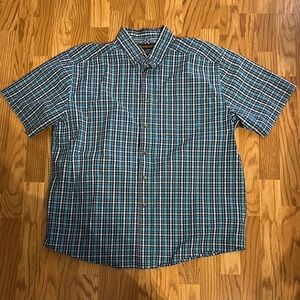 Ariat Blue Plaid Casual Button Down Shirt